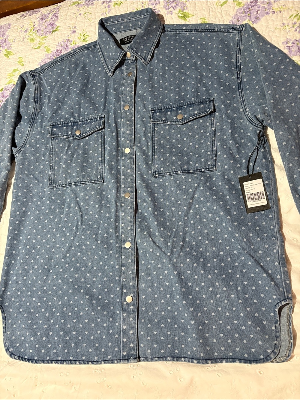 Brunette The Label Light Blue Heart-Print Shania Jacket